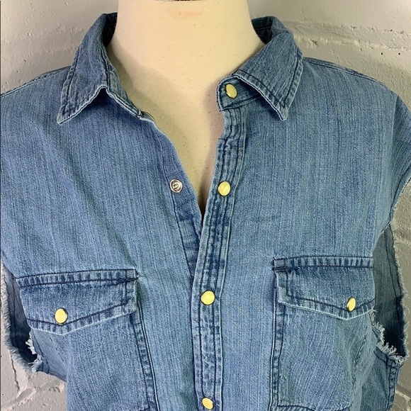 Nwt Zip code demin cut off Shirt - Picture 5 of 7